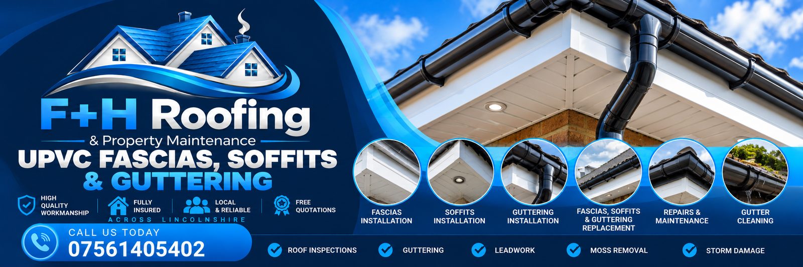 UPVC Soffits in Alford by F H Roofing Lincolnshire