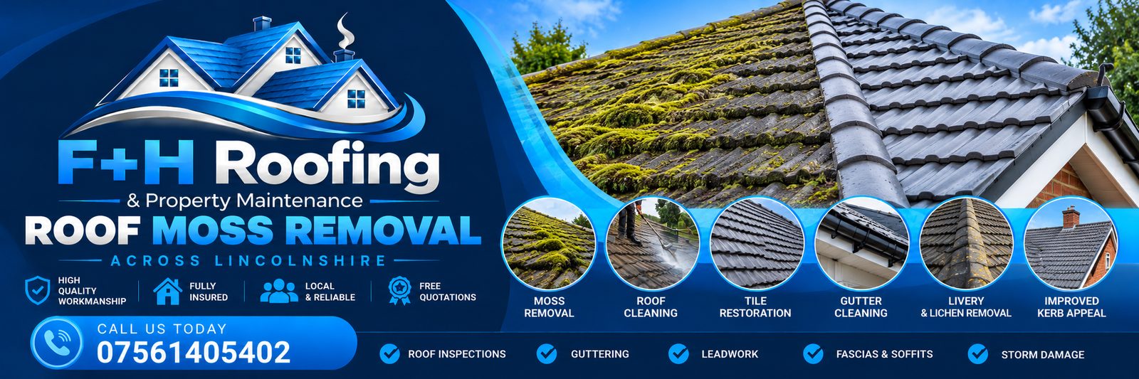 Roof Moss Removal in Boston by F H Roofing Lincolnshire