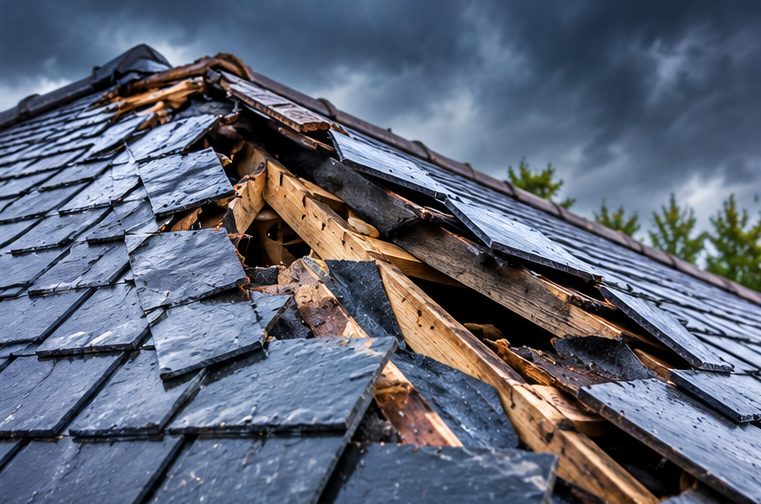 Storm damage roof repairs illustration near Lincoln