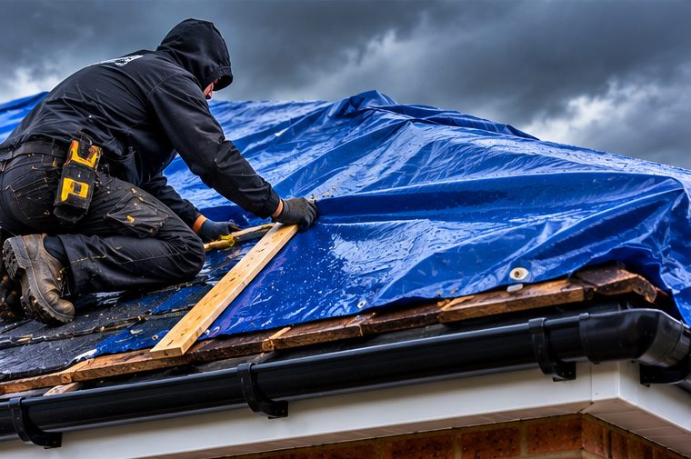 Storm damage roof repairs illustration near Lincoln