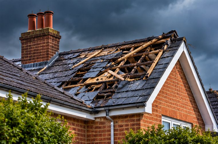 Storm damage roof repairs illustration near Lincoln
